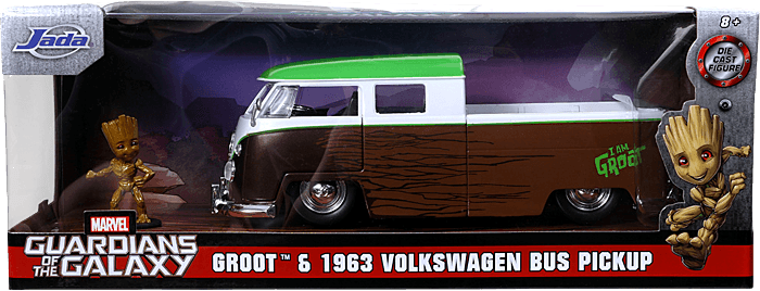 JAD31202 Marvel Comics - 1963 Volkswagon Bus with Groot 1:24 Scale Hollywood Ride - Jada Toys - Titan Pop Culture