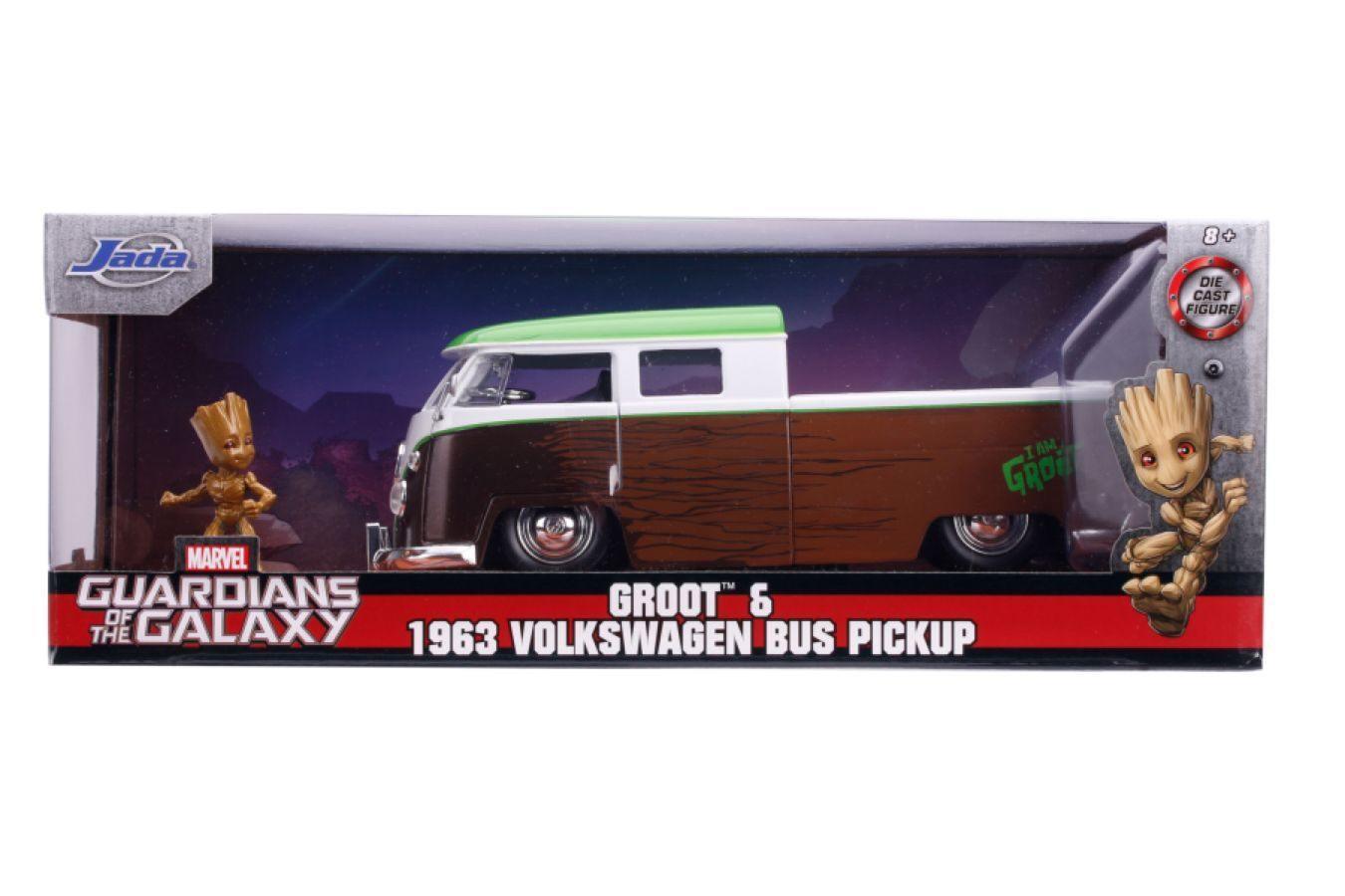 JAD31202 Marvel Comics - 1963 Volkswagon Bus with Groot 1:24 Scale Hollywood Ride - Jada Toys - Titan Pop Culture