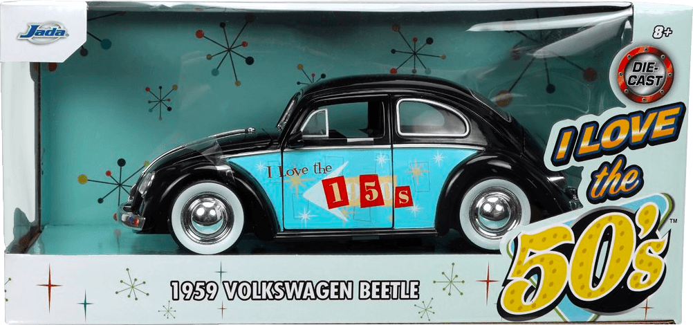 JAD31382 I Love The - 50's 1959 Volkswagon Beetle 1:24 Scale - Jada Toys - Titan Pop Culture