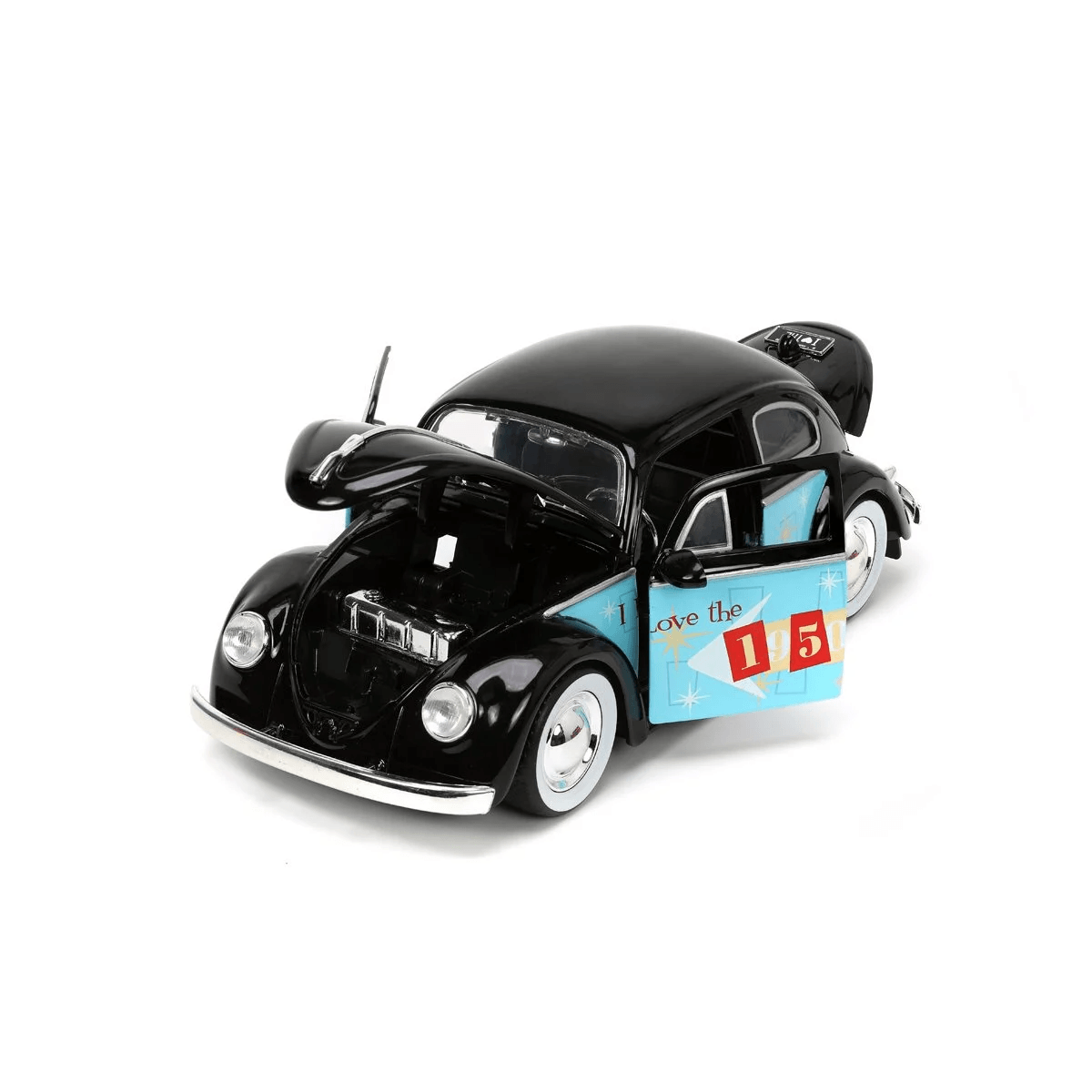 JAD31382 I Love The - 50's 1959 Volkswagon Beetle 1:24 Scale - Jada Toys - Titan Pop Culture