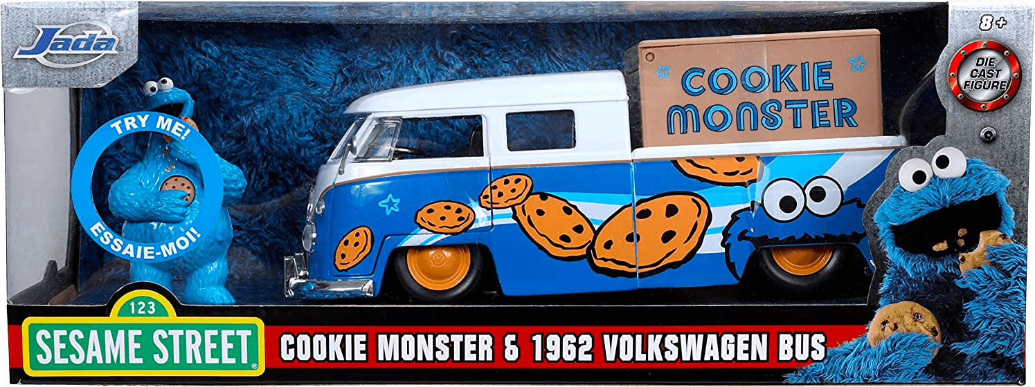 JAD31751 Sesame Street - '63 VW Bus w/Cookie Monster 1:24 Scale Hollywood Ride - Jada Toys - Titan Pop Culture