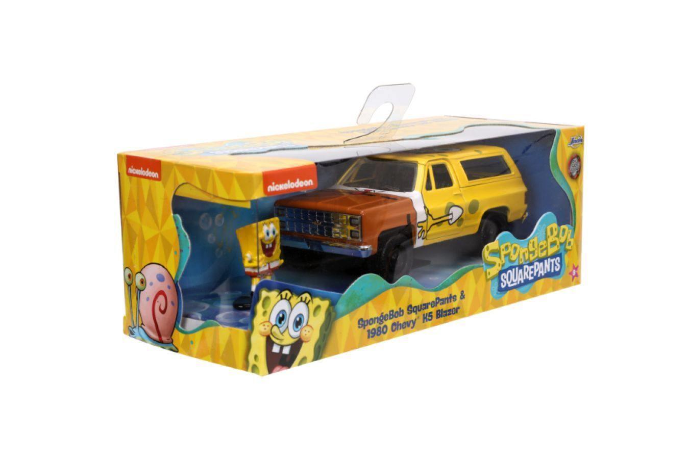 JAD31798 SpongeBob SquarePants - 1980 Chevy K5 Blazer with SpongeBob 1:32 Scale Hollywood Ride - Jada Toys - Titan Pop Culture
