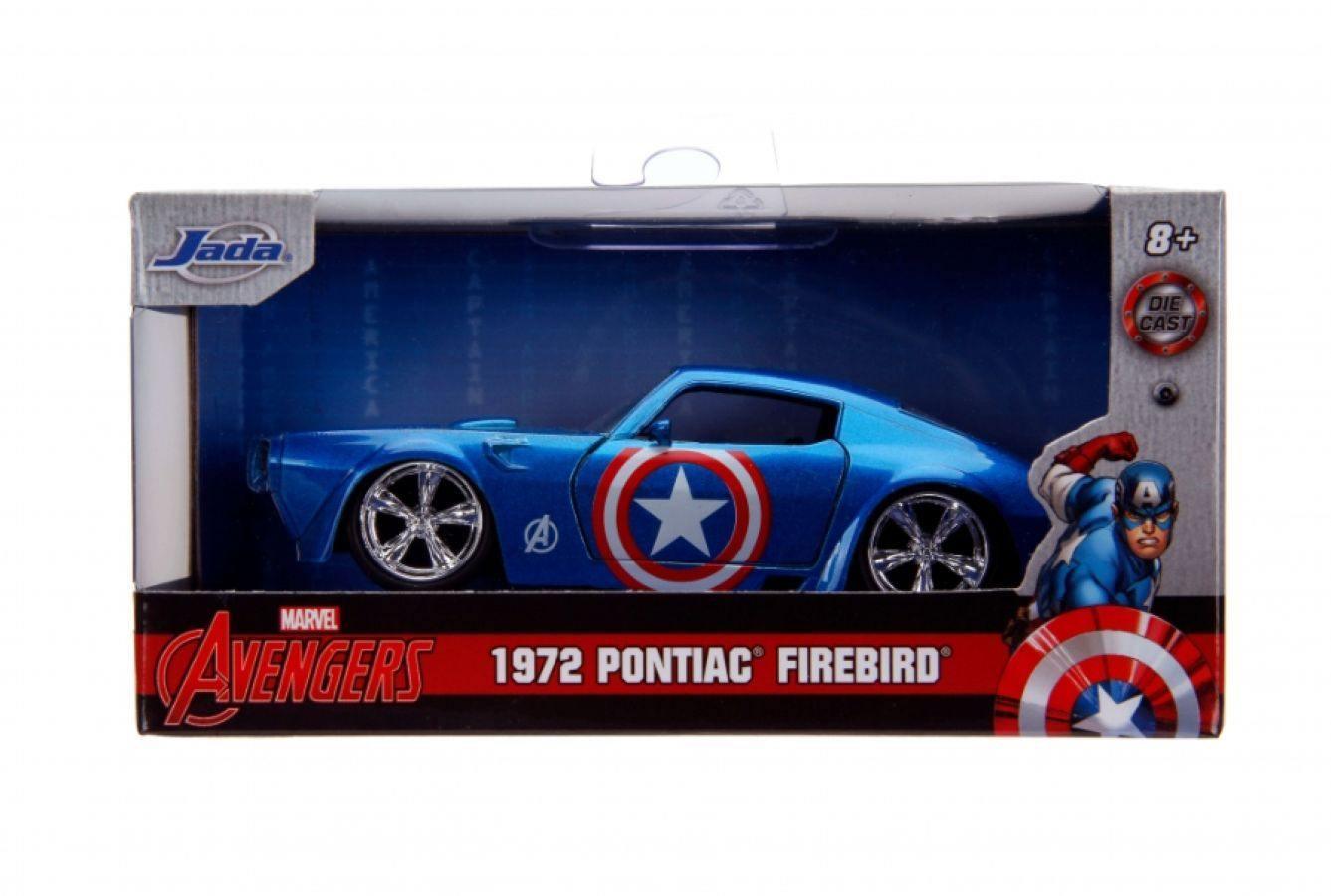 JAD31845 Marvel Comics - Captain America 1972 Pontiac Firedbird 1:32 Scale Hollywood Ride - Jada Toys - Titan Pop Culture