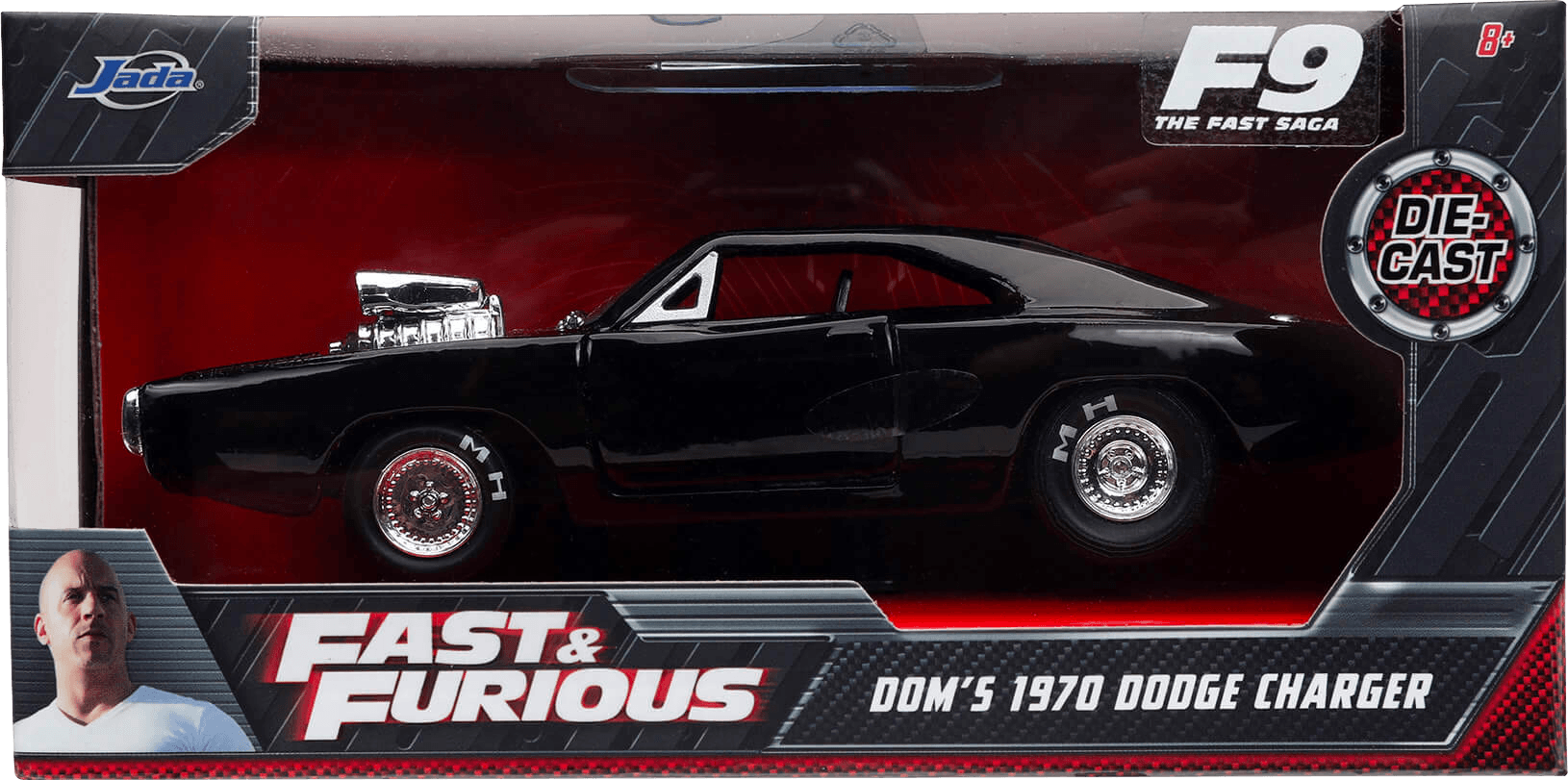 JAD32215 Fast and Furious 9: The Fast Saga - 1970 Dodge Charger Black 1:32 Scale Hollywood Ride - Jada Toys - Titan Pop Culture
