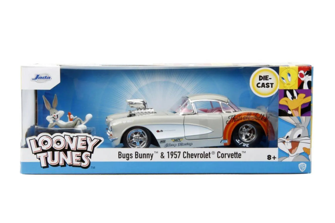 JAD32390 Looney Tunes - 57 Chevrolet Corvette with Bugs Bunny 1:24 Scale - Jada Toys - Titan Pop Culture