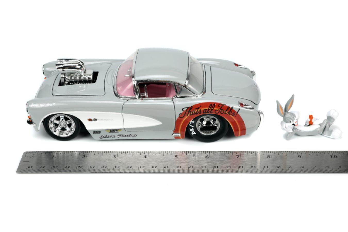 JAD32390 Looney Tunes - 57 Chevrolet Corvette with Bugs Bunny 1:24 Scale - Jada Toys - Titan Pop Culture