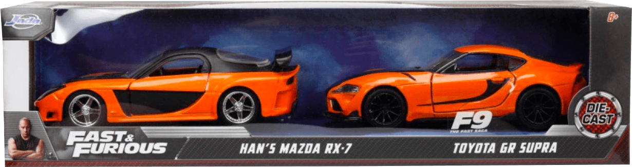 JAD32910 Fast & Furious - Han's Mazda RX-7 & Toyota GR S 1:32 Scale 2-Pack - Jada Toys - Titan Pop Culture