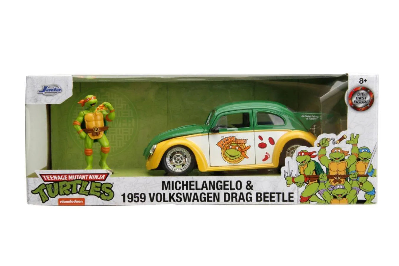 JAD33741 Teenage Mutant Ninja Turtles (TV 1987) - VW Beetle with Michelangelo 1:24 Scale - Jada Toys - Titan Pop Culture