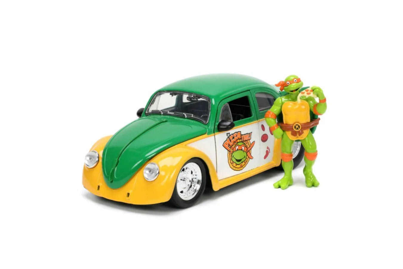 JAD33741 Teenage Mutant Ninja Turtles (TV 1987) - VW Beetle with Michelangelo 1:24 Scale - Jada Toys - Titan Pop Culture
