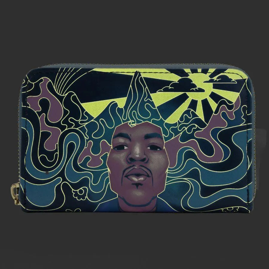 LOUJHWA0001 Jimi Hendrix - Psychadelic Landscape Glow Zip Purse - Loungefly - Titan Pop Culture