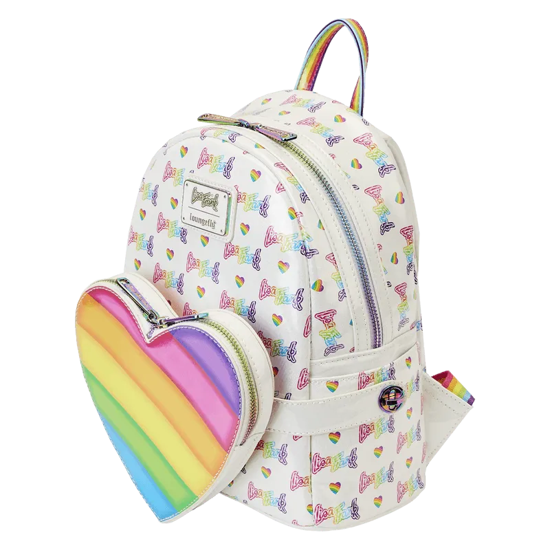 LOULSFBK0005 Lisa Frank - Logo Heart Detach Rainbow Mini Backpack - Loungefly - Titan Pop Culture