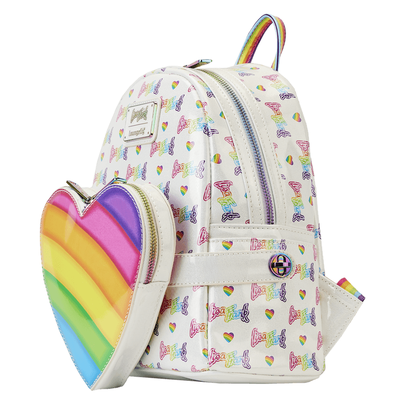 LOULSFBK0005 Lisa Frank - Logo Heart Detach Rainbow Mini Backpack - Loungefly - Titan Pop Culture