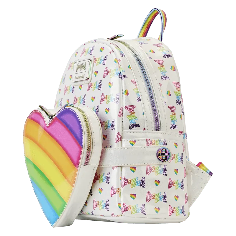 LOULSFBK0005 Lisa Frank - Logo Heart Detach Rainbow Mini Backpack - Loungefly - Titan Pop Culture