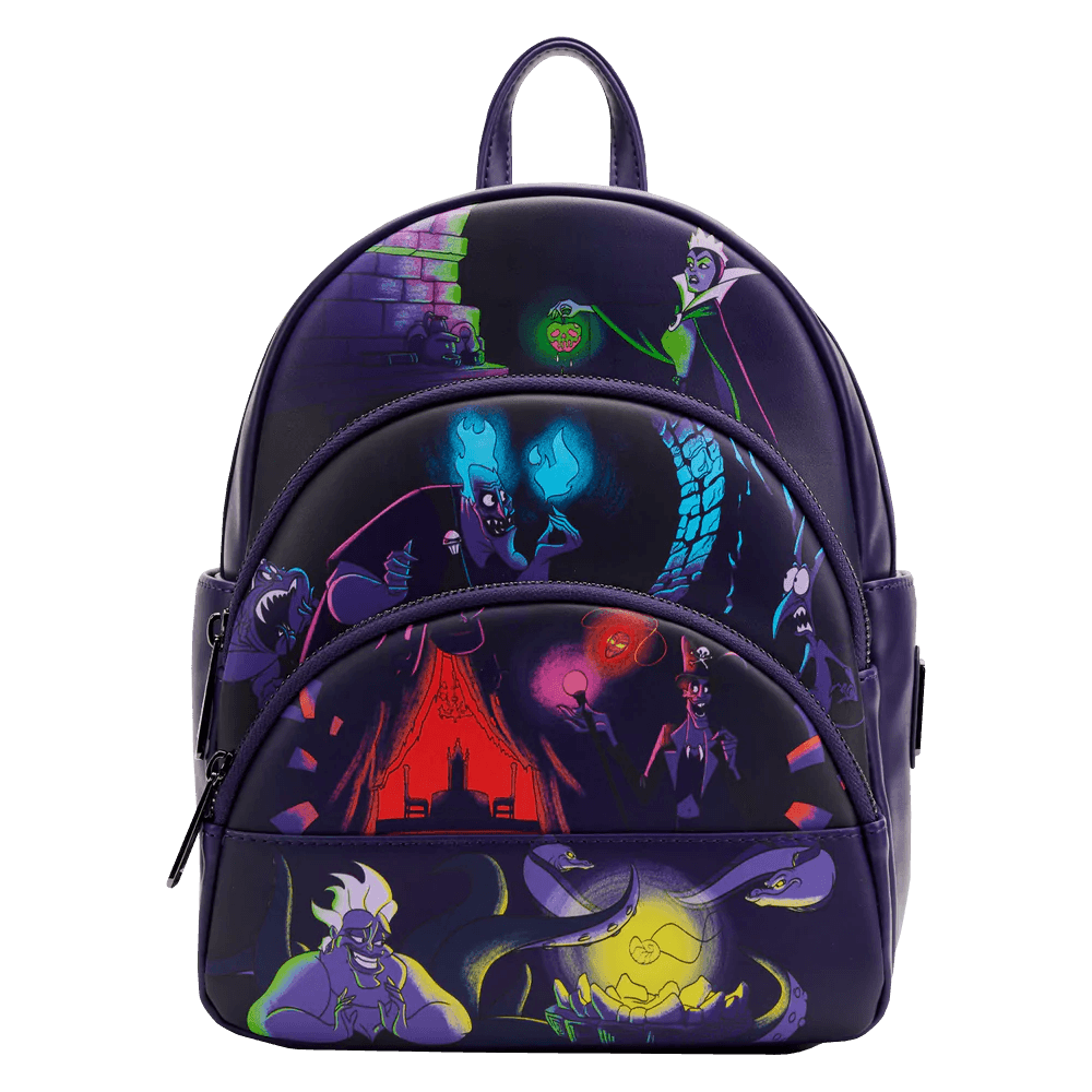 LOUWDBK2555 Disney Villains - Triple Pocket Glow Mini Backpack - Loungefly - Titan Pop Culture