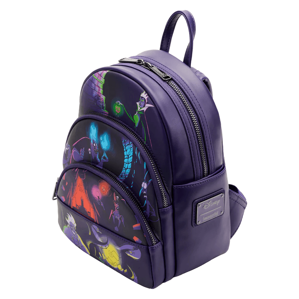 LOUWDBK2555 Disney Villains - Triple Pocket Glow Mini Backpack - Loungefly - Titan Pop Culture