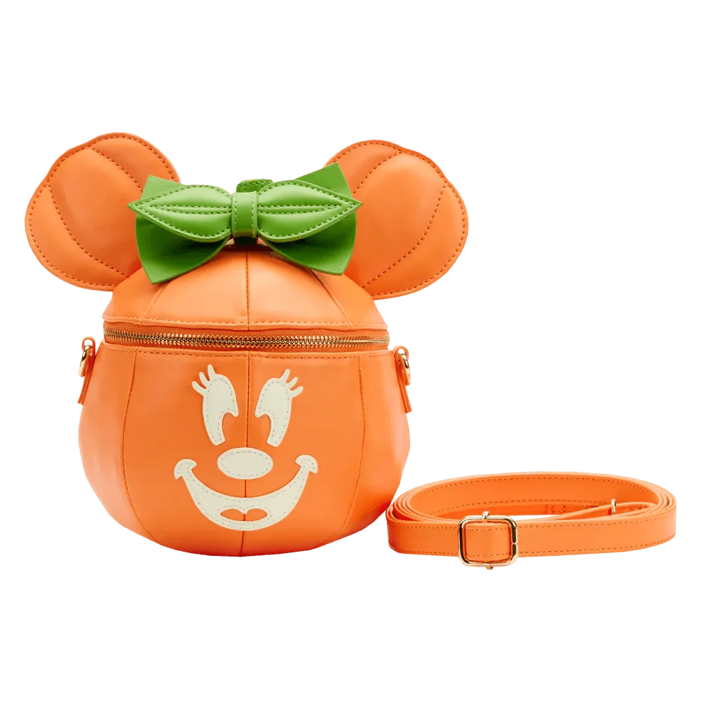 LOUWDTB2612 Disney - Minnie Mouse Pumpkin Glow Face Crossbody Bag - Loungefly - Titan Pop Culture
