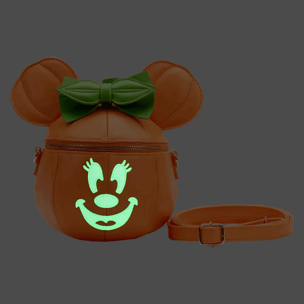 LOUWDTB2612 Disney - Minnie Mouse Pumpkin Glow Face Crossbody Bag - Loungefly - Titan Pop Culture