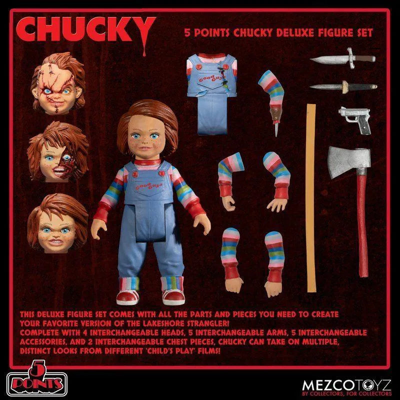 MEZ18112 Child's Play - Chucky 5 Points Deluxe Action Figure Set - Mezco Toyz - Titan Pop Culture