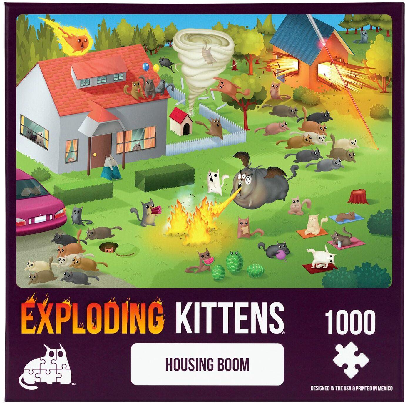 VR-101450 Exploding Kittens Puzzle Housing Boom 1,000 pieces - Exploding Kittens - Titan Pop Culture