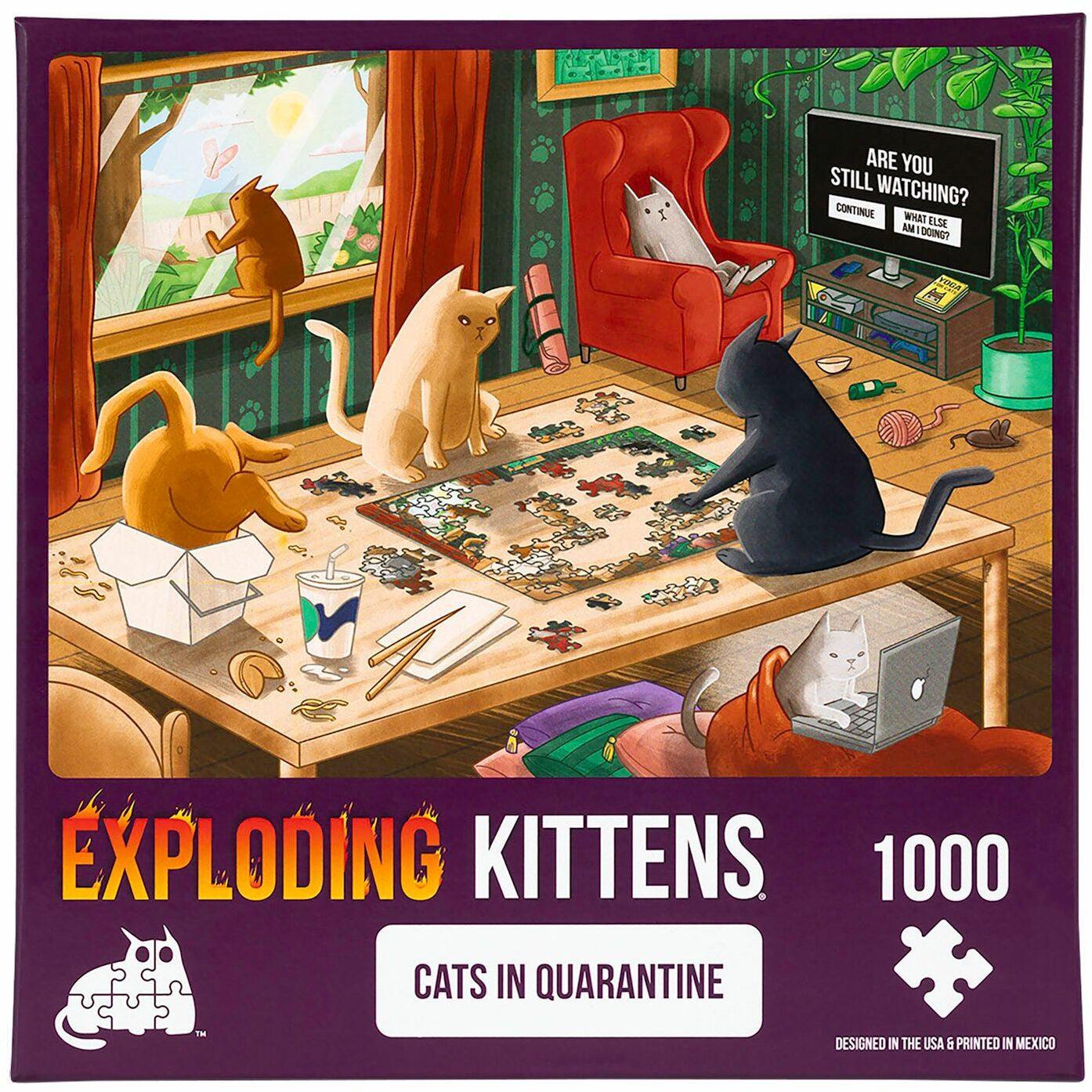 VR-101453 Exploding Kittens Puzzle Cats in Quarantine 1,000 pieces - Exploding Kittens - Titan Pop Culture