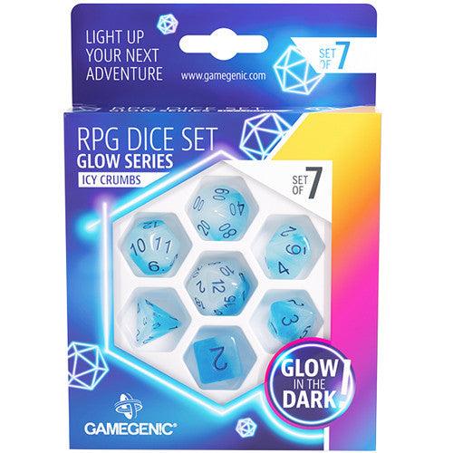 VR-102326 Gamegenic Glow Series - Icy Crumbs - RPG Dice Set (7 pcs) - Gamegenic - Titan Pop Culture