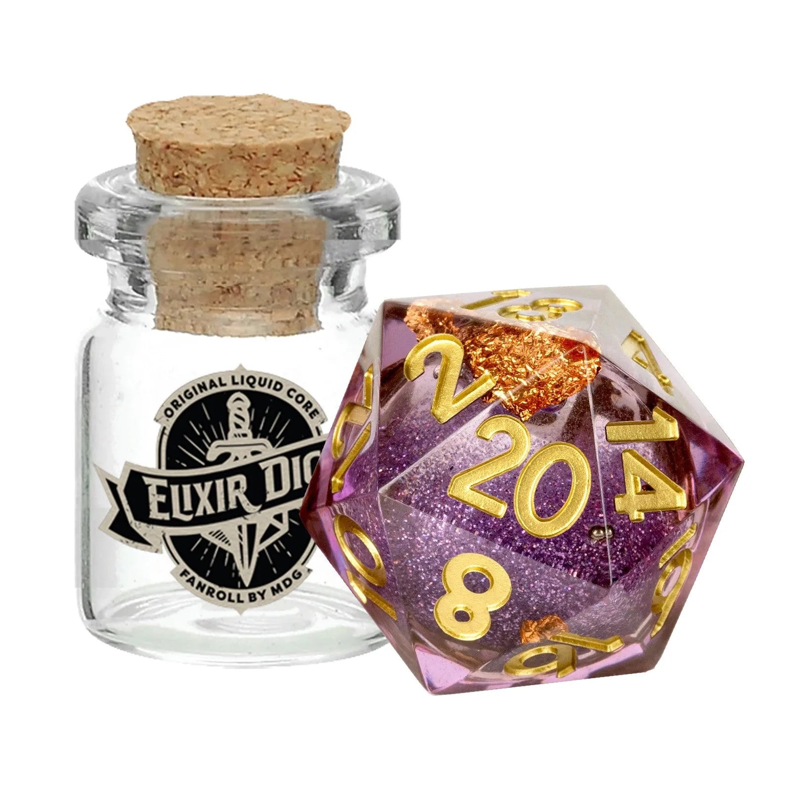 VR-104260 MDG Individual d20 Elixir Liquid Core Dice: Aether Abstract - FanRoll by Metallic Dice Games - Titan Pop Culture