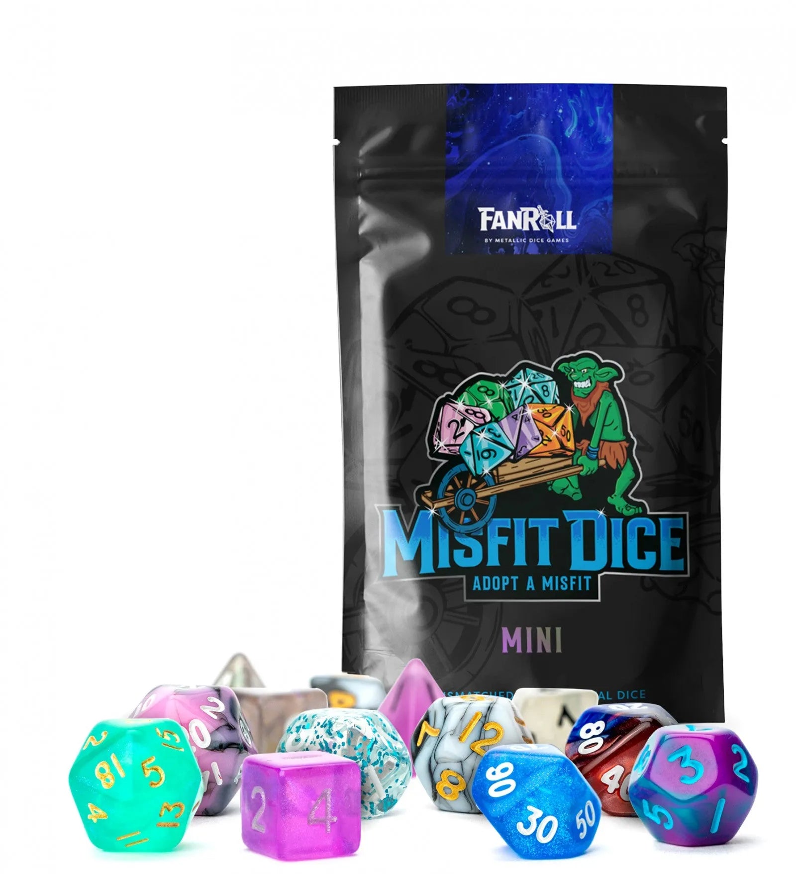 VR-104851 MDG Mystery Misfit Mini Polyhedral Dice (2 Set Pack) - FanRoll by Metallic Dice Games - Titan Pop Culture