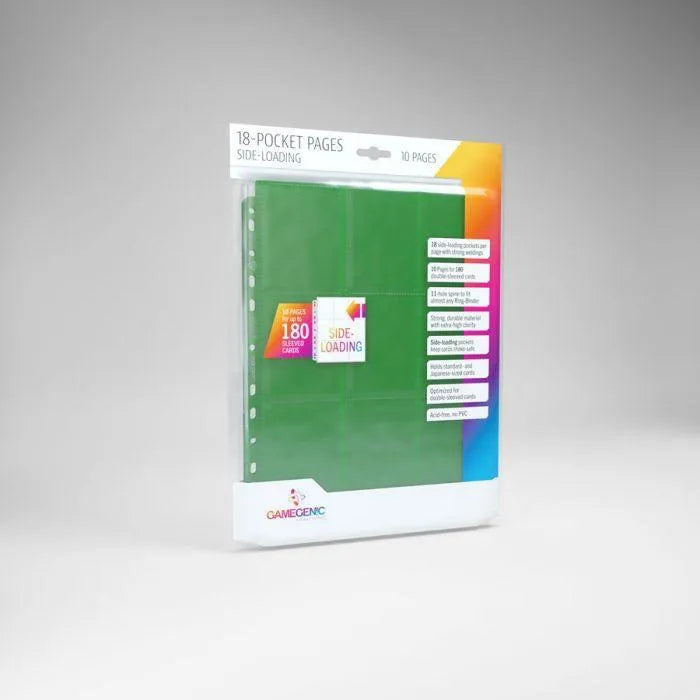 VR-105039 Gamegenic Sideloading 18 Pocket Pages 10 Pcs Pack Green - Gamegenic - Titan Pop Culture