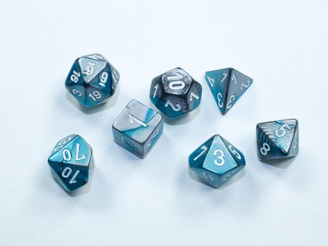 VR-111391 Chessex D7-Die Set Gemini Mini-Polyhedral Steel-Teal/white - Chessex - Titan Pop Culture