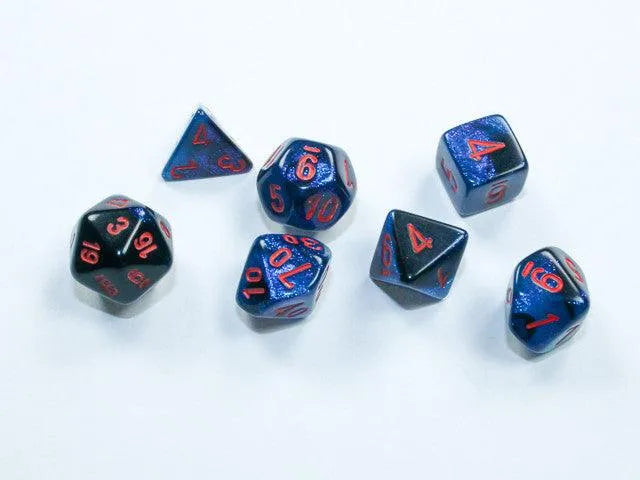 VR-111405 Chessex D7-Die Set Gemini Mini-Polyhedral Black-Starlight/red - Chessex - Titan Pop Culture