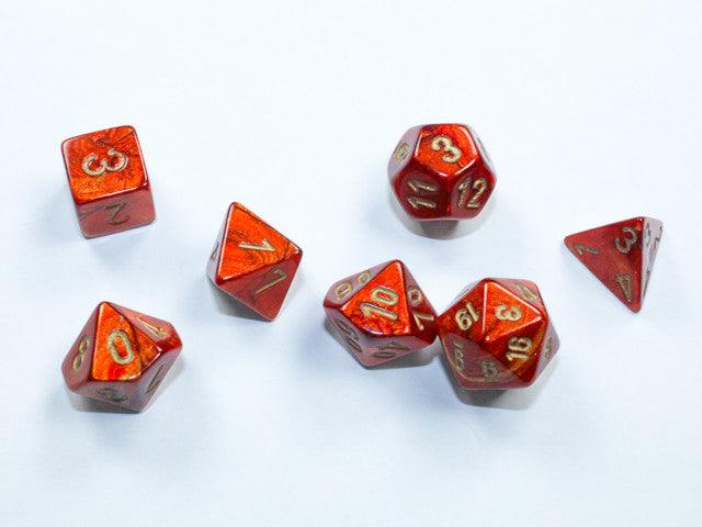 VR-111461 Chessex D7-Die Set Scarab Mini-Polyhedral Scarlet/gold - Chessex - Titan Pop Culture