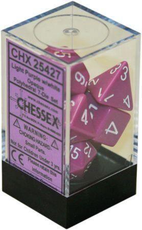 VR-27084 D7-Die Set Dice Opaque Polyhedral Light Purple/White (7 Dice in Display) - Chessex - Titan Pop Culture