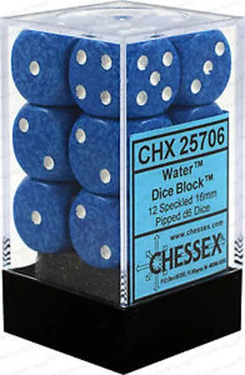 VR-27107 Chessex D6 Speckled 16mm d6 Water Dice Block (12 dice) - Chessex - Titan Pop Culture