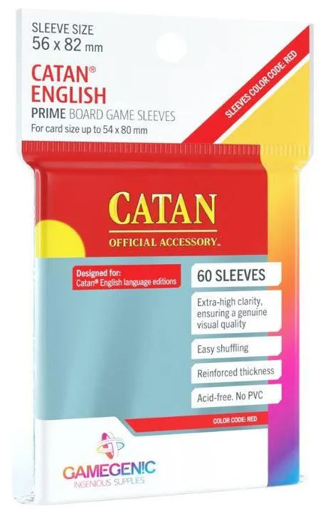 VR-85079 Gamegenic Prime Board Game Sleeves - Size Code RED - Catan English (56mm x 82mm) (50 Sleeves Per Pack) - Gamegenic - Titan Pop Culture