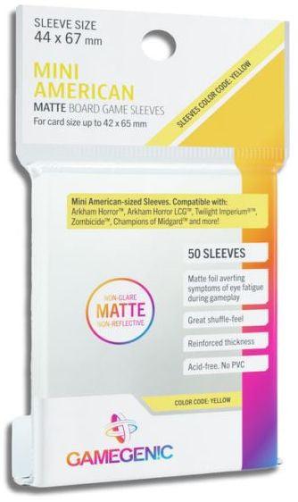 VR-85697 Gamegenic Matte Board Game Sleeves - Size Code YELLOW - Mini American Sized (44mm x 67mm) (50 Sleeves Per Pack) - Gamegenic - Titan Pop Culture