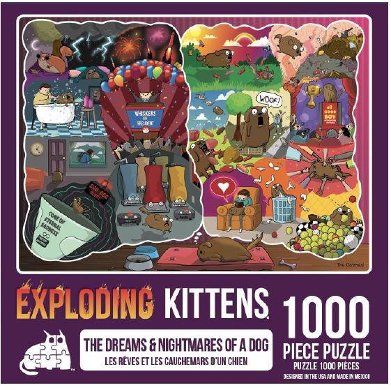 VR-93841 Exploding Kittens Puzzle The Dreams & Nightmares of a Dog 1,000 pieces - Exploding Kittens - Titan Pop Culture