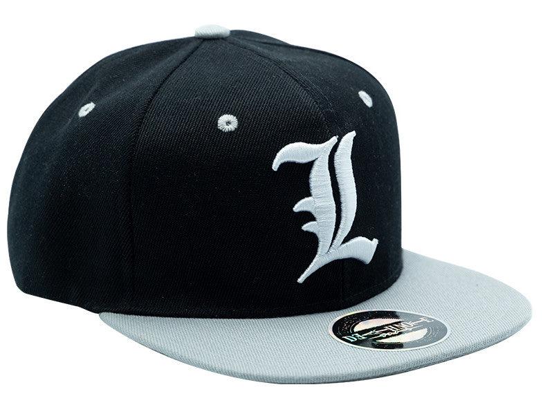 VR-99818 Death Note Snapback Cap Black & Grey "L" - Abysse Corp - Titan Pop Culture